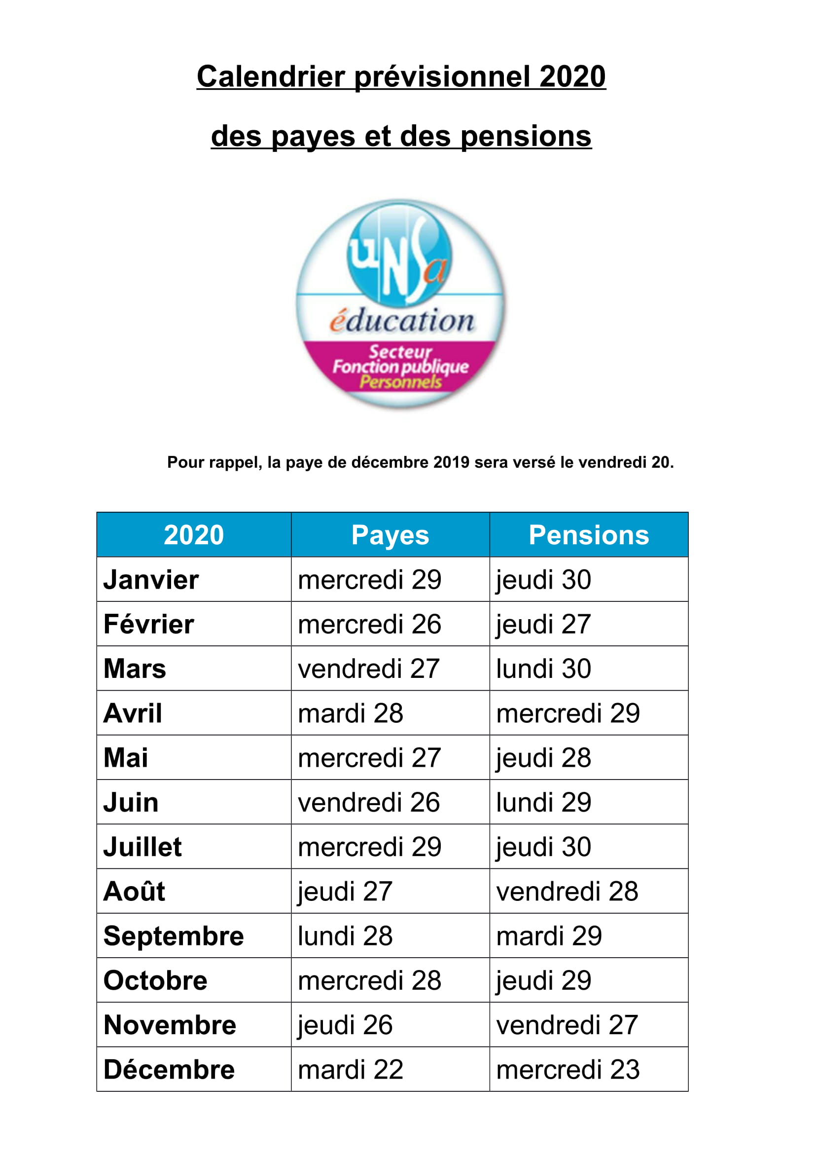 Calendrier Paye Fonctionnaire 2021 Calendrier avent